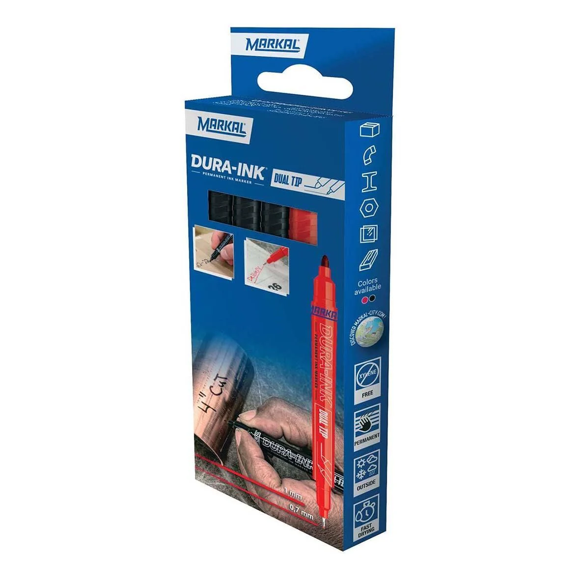 Märkpenna Markal Dura Ink Dual Tip Svart/Röd 0,7mm - Bild 2