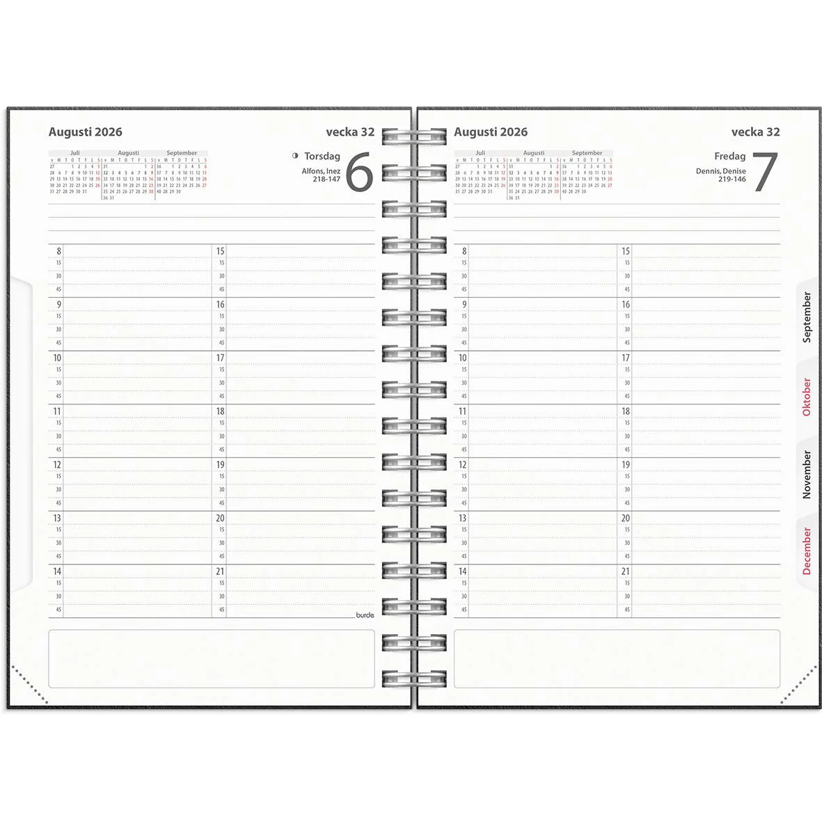 Almanacka Burde 1163 Tidkalender Kartongomslag 2026 Svart - Bild 3