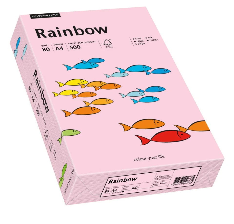 Papper Rainbow A4 80g ljusrosa 500ark/fp - Bild 3