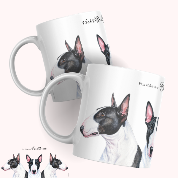Bullterrier Mugg – Vem älskar inte Bullterrier, Svart/vit - Bild 3