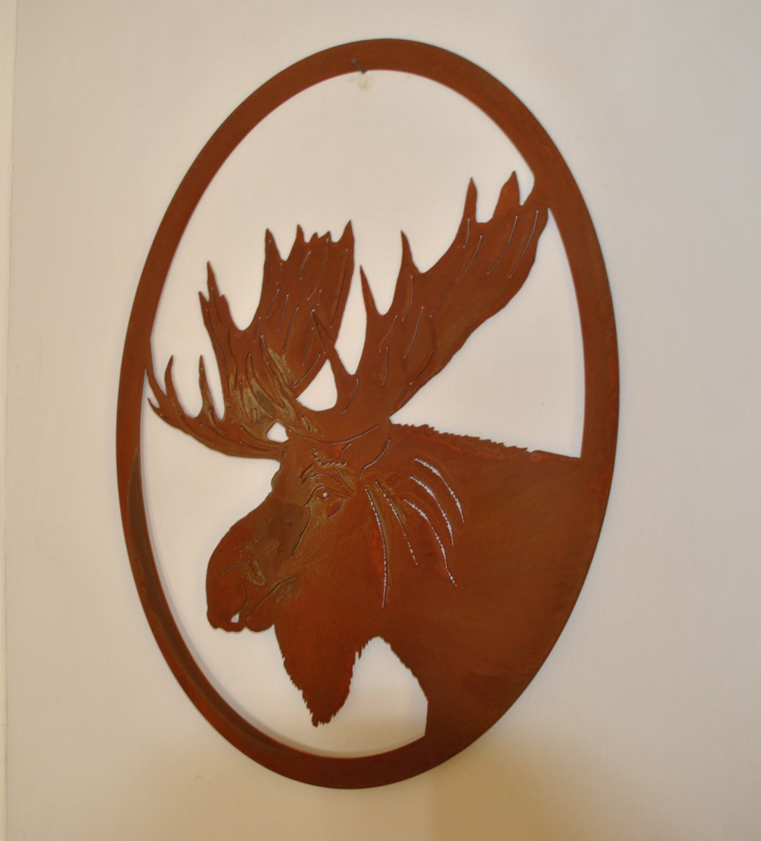 Älgporträtt oval metall