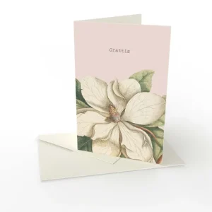 Grattiskort Vintage Magnolia rosa – Kort vikt med kuvert