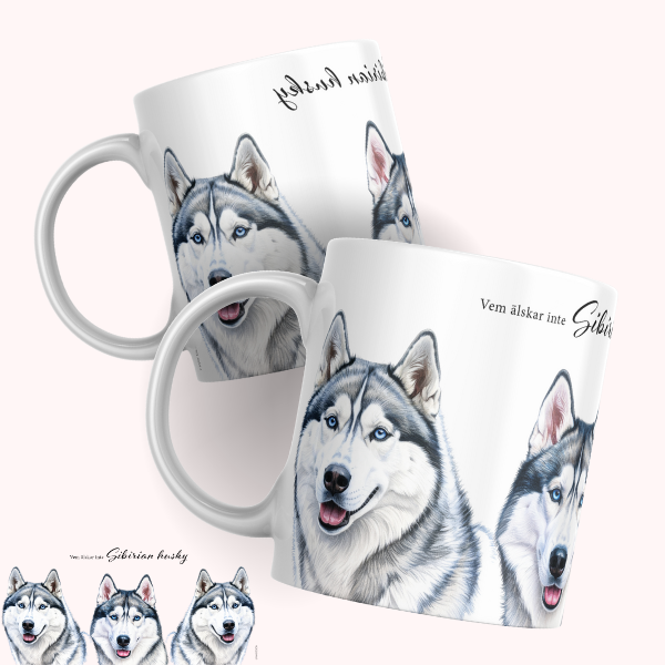 Siberian Husky Mugg – Vem älskar inte Siberian Husky, grå/svart - Bild 3
