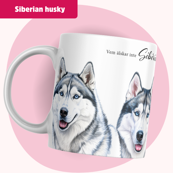 Siberian Husky Mugg – Vem älskar inte Siberian Husky, grå/svart - Bild 2