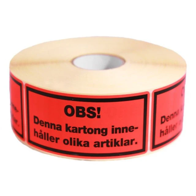 Varningsetikett OBS Denna kart innehåller olika... 1000st/rl - Bild 2